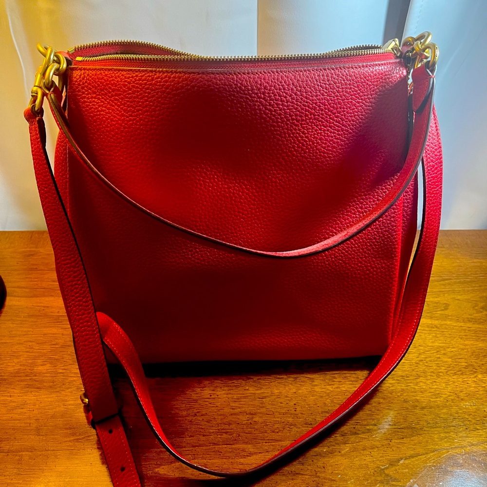 Coach Soft Pebble Shay Handbag in Electric Red